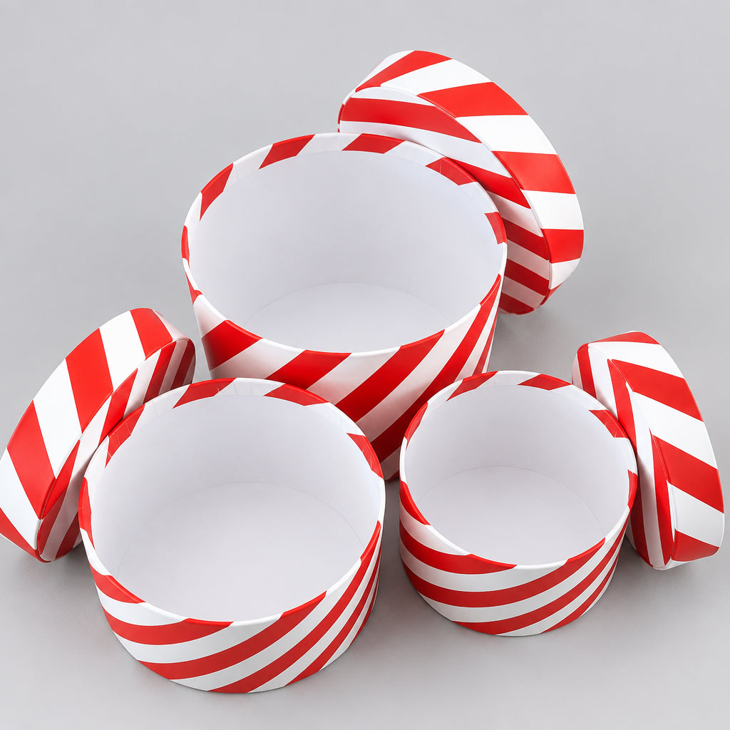Candy Striped Hat Box Set of 3
