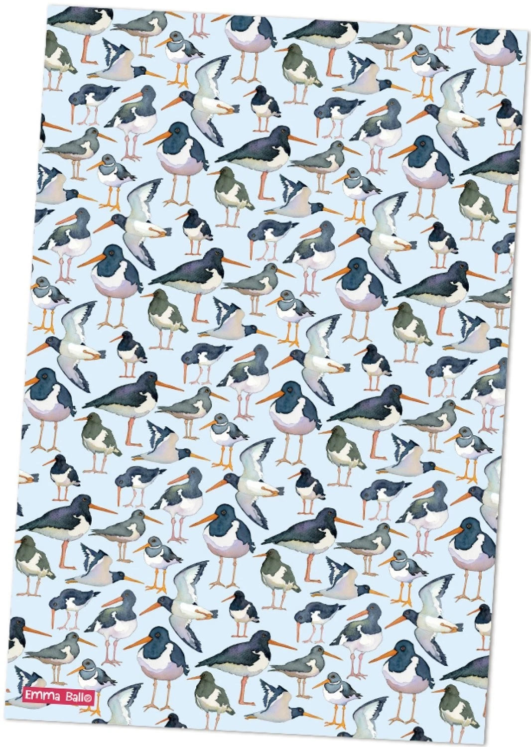 Emma Ball " Oystercatchers , Pure cotton tea towel. Printed in the UK.