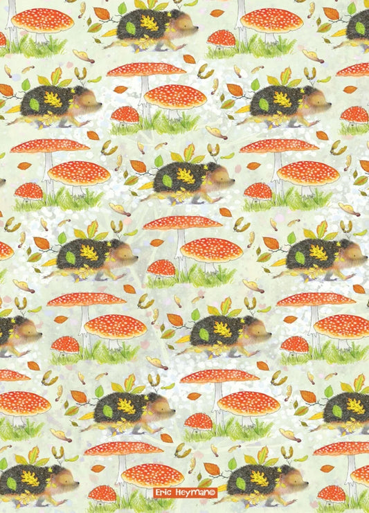 Emma Ball "Eric Heyman Hedgehogs", Pure cotton tea towel. Printed in the UK.