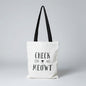 Check Meowt Cat Tote Bag Reusable Canvas Shopper Bag Black White Cute Cat