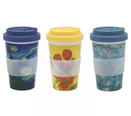 OFFICIAL VAN GOGH ART WORK RPET RECYCLED PLASTIC TRAVEL MUG CUP one at random