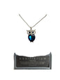 Equilibrium jewellery owl, silver pendant with blue jewel