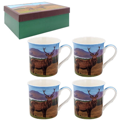 Highland Stag-themed fine china mugs. With their vibrant design and elegant shape, lp94555