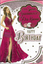 GRANDDAUGHTER 30TH BIRTHDAY GREETING CARD 9"X6" LADY IN DRESS