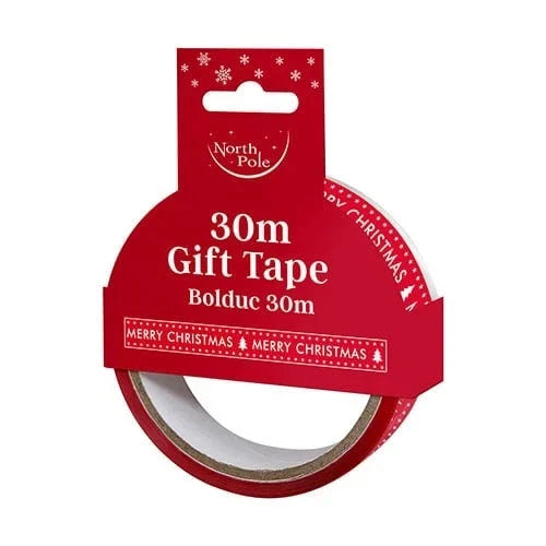 Merry Christmas Red Printed Gift Sticky Tape 30m Long 3cm Wide    6  pack