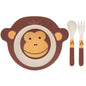 3-piece bamboo monkey dinner set