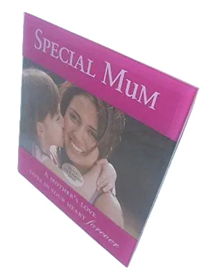 "Special Mum" Sentimental Pink Glass 6" x 4" (15x10cm) Photo Frame with Sentimen - hanrattycraftsgifts.co.uk