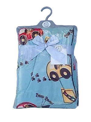 BABY WRAP OR BLANKET FOFT FLEECE LINED BLUE 100 X 75 CMS - hanrattycraftsgifts.co.uk