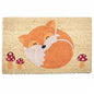 Coir Door Mat - Sleeping Fox and Toadstools - hanrattycraftsgifts.co.uk