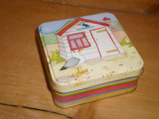 Emma Ball Seaside beach hut seagull Pocket Tin NEW - hanrattycraftsgifts.co.uk