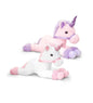 Keel Quality plush Pink and purple laying Unicorns 50cm - hanrattycraftsgifts.co.uk