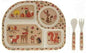 Natural Bamboo Feeding Set,Children, Plate Cup Spoon Fork Bowl Sets Woodland Animal