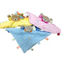 Comfort Blanket Soft Bear With colourful Tactile Ribbon Tabs - hanrattycraftsgifts.co.uk