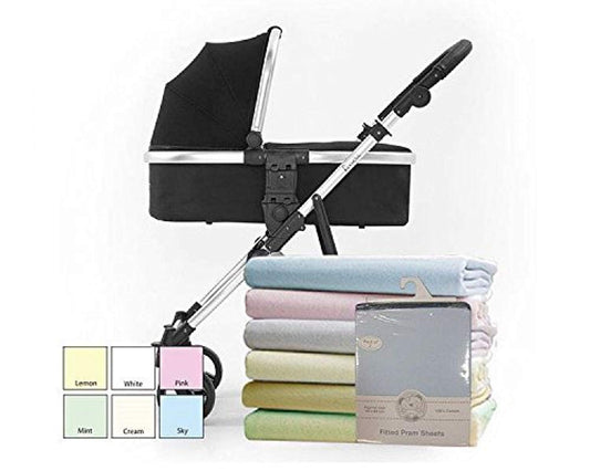 Cotton Pram Sheets - Fitted - 2 Pac (Mint) - hanrattycraftsgifts.co.uk