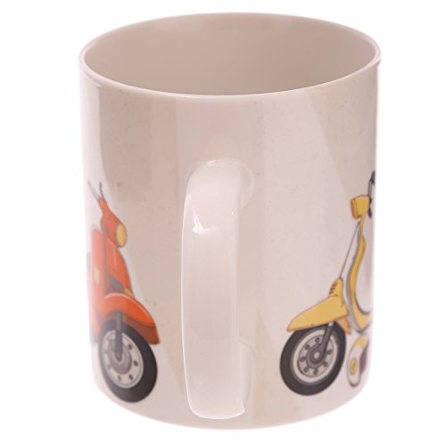 Puckator mug247 Mug in Fine Bone China Scooter by Evans Jack Fine Bone China Yellow, Orange, Blue, White, Brown 11x8,5x9,5 cm - hanrattycraftsgifts.co.uk