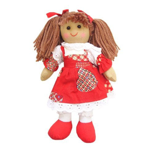 MINI HANDMADE RAGDOLL WITH LOVE HEART DRESS - hanrattycraftsgifts.co.uk