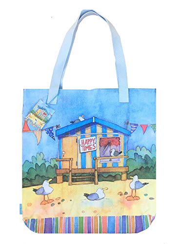 Emma Ball Large Beach Huts Large Cotton Bag - hanrattycraftsgifts.co.uk