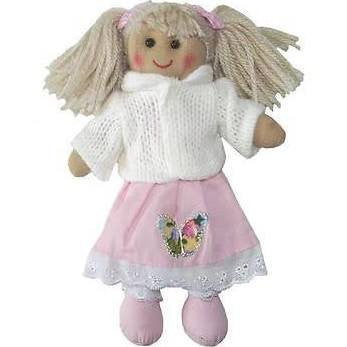 Rag Doll With White Cardigan & Pink Dress. - hanrattycraftsgifts.co.uk