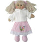 Rag Doll With White Cardigan & Pink Dress. - hanrattycraftsgifts.co.uk