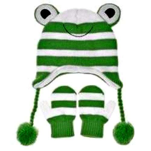 Nuzzles Hat and Mittens - S/Frog small - hanrattycraftsgifts.co.uk