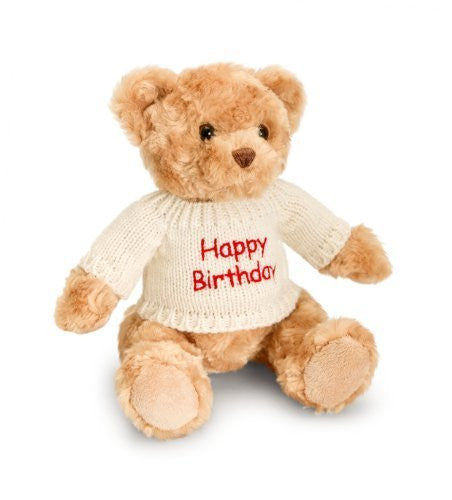 Keel Toys 20cm Happy Birthday White Bear Soft Toy - hanrattycraftsgifts.co.uk