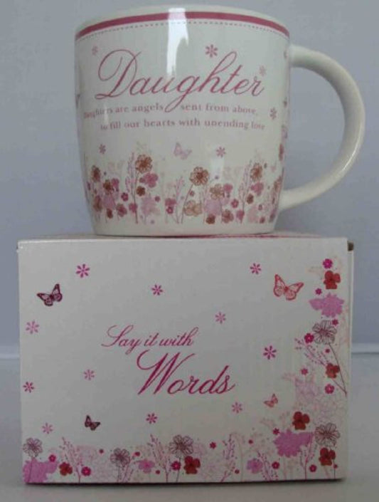 Daughter Pink Floral Sentimental Ceramic Mug