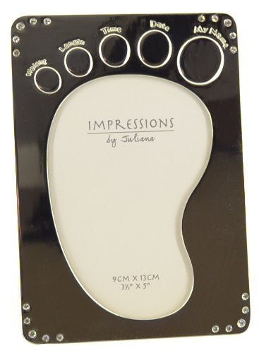 Juliana Silverplated Footprint Data Photo Frame 3.5" x 5" - hanrattycraftsgifts.co.uk