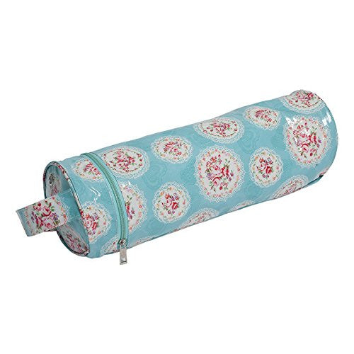 Hobby Gift Cameo Floral Design Yarn & Needle Holder Bag on Blue (14 x 14 x 44cm) - hanrattycraftsgifts.co.uk