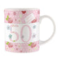 Floral Pink "50 Happy Birthday" 50th Fine China Mug with Presentation Box