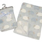 Baby Boys Blue White and Grey Sheep Animals Wrap Blanket 75cm x 100cm approx - hanrattycraftsgifts.co.uk