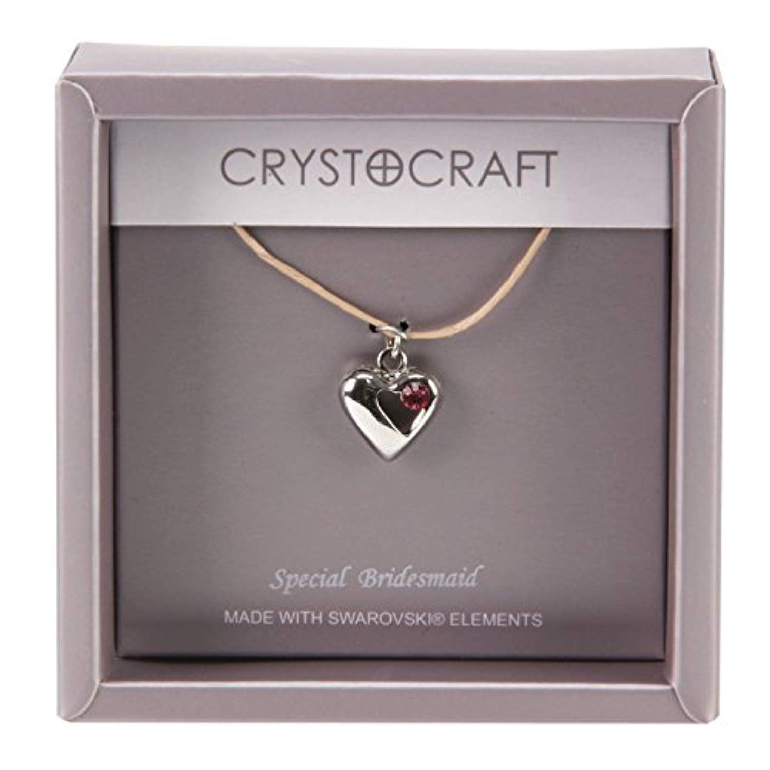 Crystocraft Keepsake Gift Ornament - Crystocraft Necklace with Heart Charm Our Special Bridesmaid - hanrattycraftsgifts.co.uk