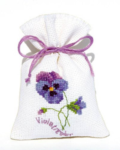 Pot-Pourri Bag: Pansy (18Cnt Aida, White) - hanrattycraftsgifts.co.uk