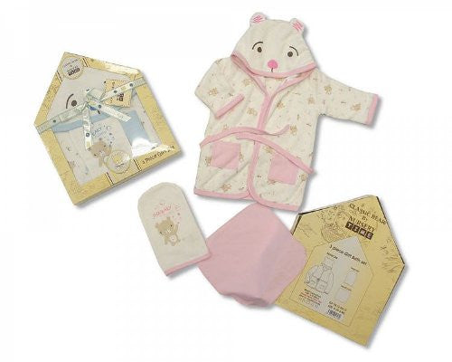 Classic Bear 3 Piece Baby Cotton Gift Set - Blue - hanrattycraftsgifts.co.uk