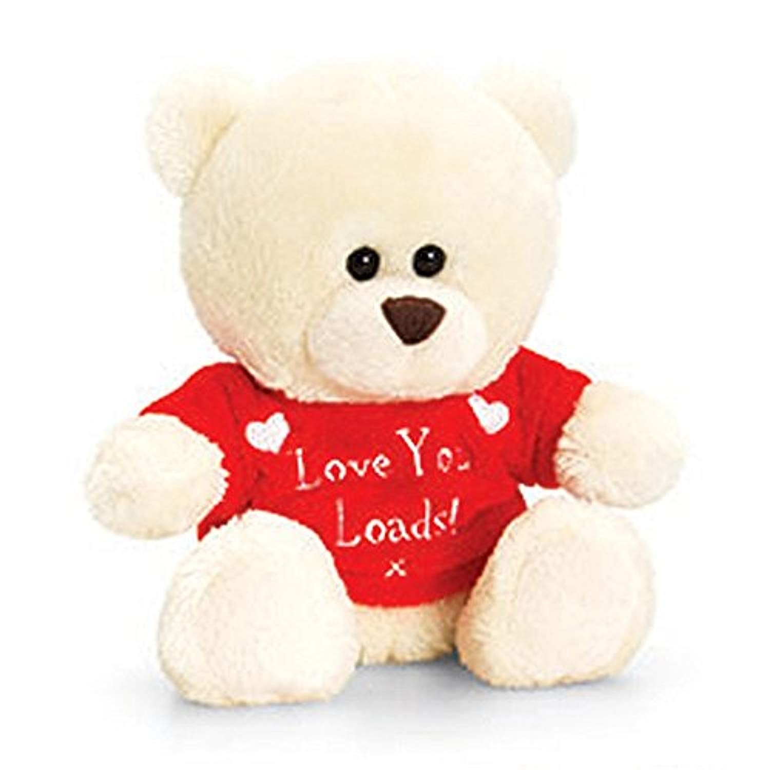 Keel Toys Valentines Bear With Jumper (One Size) (Cream/Red) - hanrattycraftsgifts.co.uk
