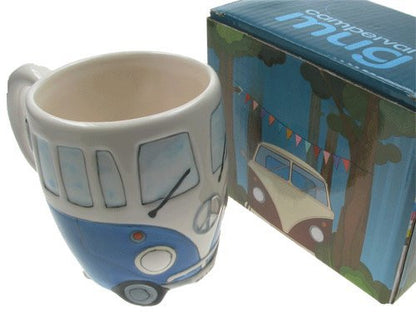 Cute Childrens' Mug, Blue Coloured Retro Campervan Mug, Ceramic Mug Gift Ideas for Children, Childrens Present Ideas - hanrattycraftsgifts.co.uk