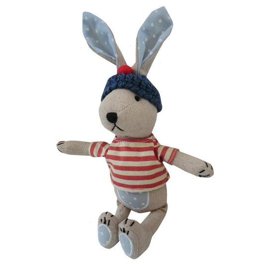handmade boy rabbit with hat 20cm - hanrattycraftsgifts.co.uk