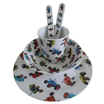 Childrens Melamine Dinner Set. Powell Craft Tractor Kids Gift Set - from Little PJs - hanrattycraftsgifts.co.uk