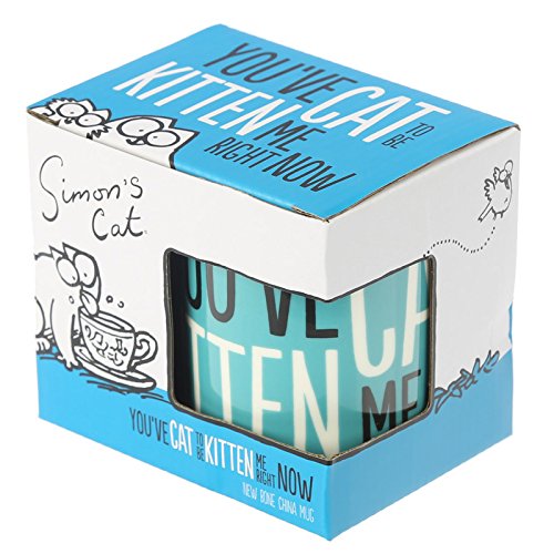Puckator Simon's Cat Mug in Fine China - Blue, White, Black, 12 x 8.5 x 9.5 cm - hanrattycraftsgifts.co.uk