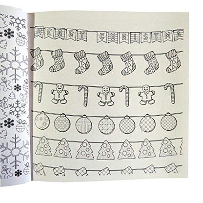 Colouring Therapy, Christmas Premium Adult Colouring Book - 60 Designs to Colour - Size 210mm x 210mm - hanrattycraftsgifts.co.uk