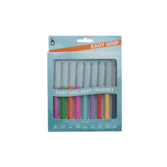 Pony Easy Grip Crochet Hook Set - 9 Hooks sizes 2mm - 6mm - hanrattycraftsgifts.co.uk