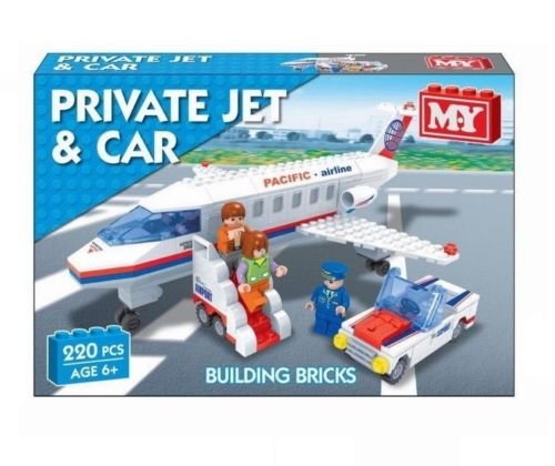 Private Jet & Car Model Building Kit 220pcs Brickset Construction - hanrattycraftsgifts.co.uk