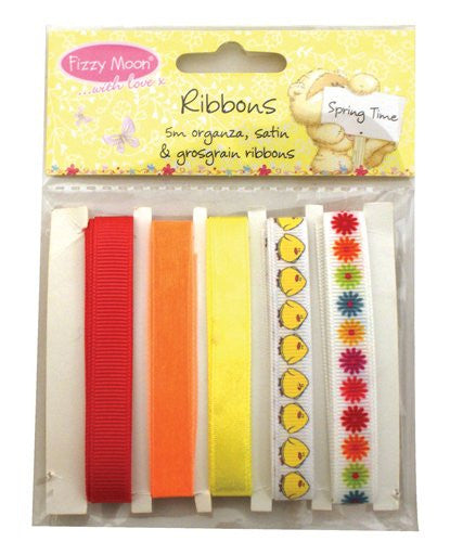 fizzy moon ribbons spring time 5m organza ,satin 7 grosgrain ribbons - hanrattycraftsgifts.co.uk