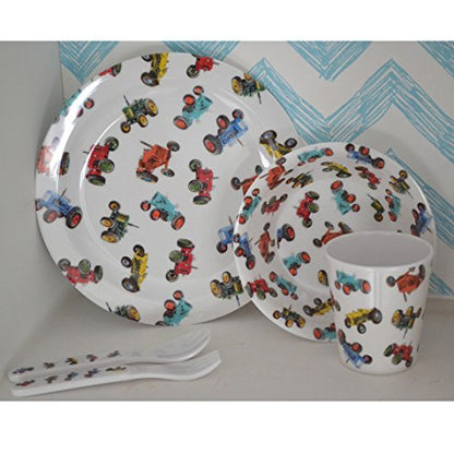 Childrens Melamine Dinner Set. Powell Craft Tractor Kids Gift Set - from Little PJs - hanrattycraftsgifts.co.uk