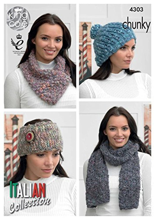 King Cole Ladies Verona Chunky Knitting Pattern Womens Hat,