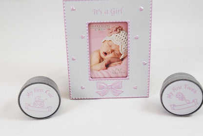 Its A Girl Frame My First Curl Tooth Gift Set New Baby Pink Picture Keepsake - hanrattycraftsgifts.co.uk