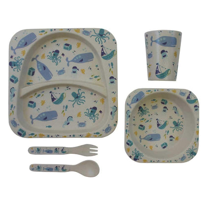 DEEP SEA Print Bamboo Dining Set - hanrattycraftsgifts.co.uk