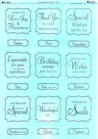 papercraft toppers sentimental labels -male - hanrattycraftsgifts.co.uk