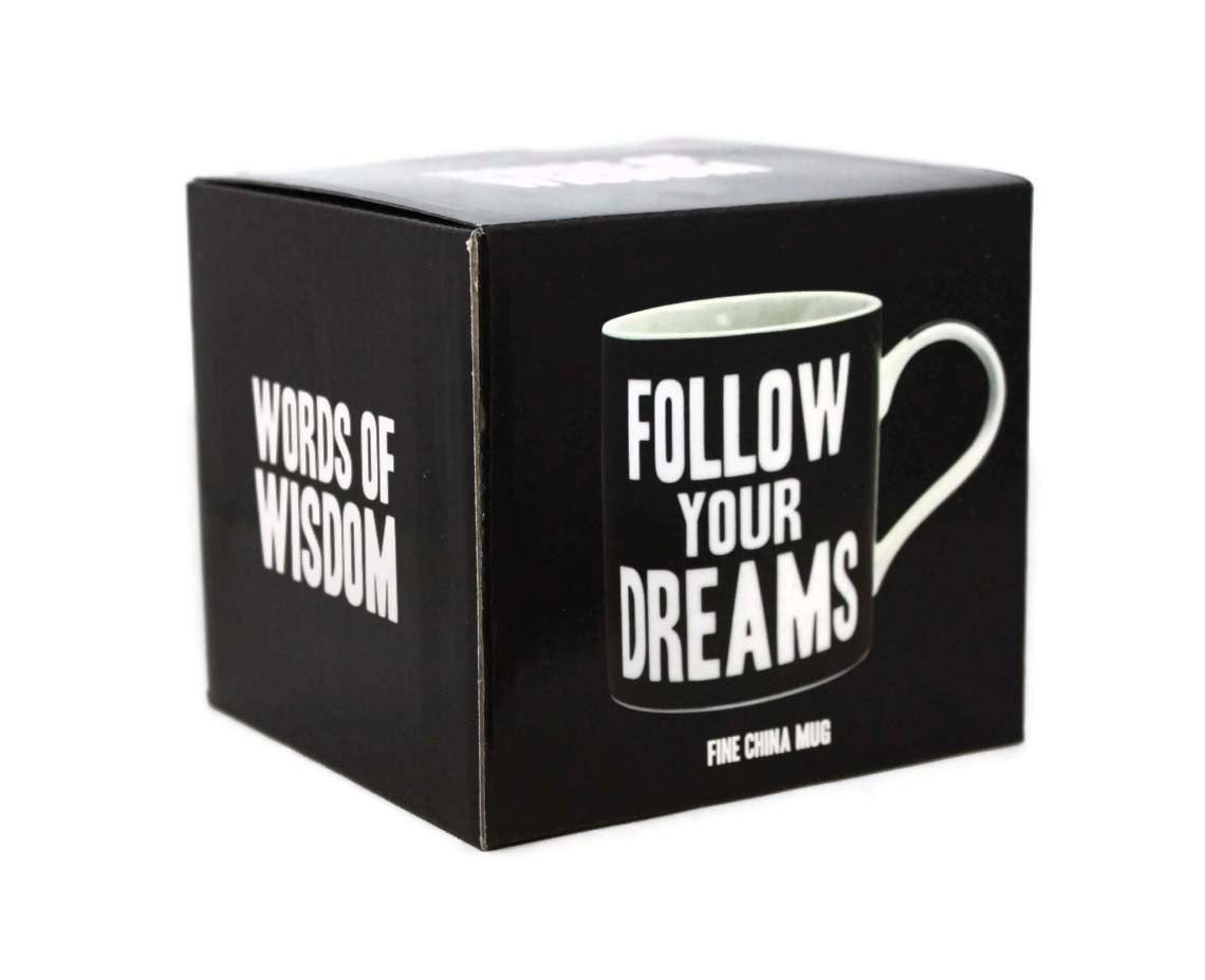 Follow Your Dreams Words Of Wisdom Fine China Mug - hanrattycraftsgifts.co.uk