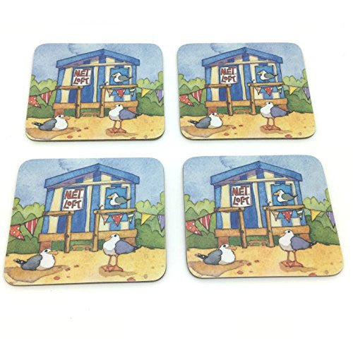 Emma Ball - "A Day at the Seaside" Coasters - Set of 4 - hanrattycraftsgifts.co.uk