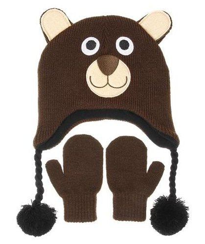 Nuzzles Hat and Mittens - Bear Large - hanrattycraftsgifts.co.uk